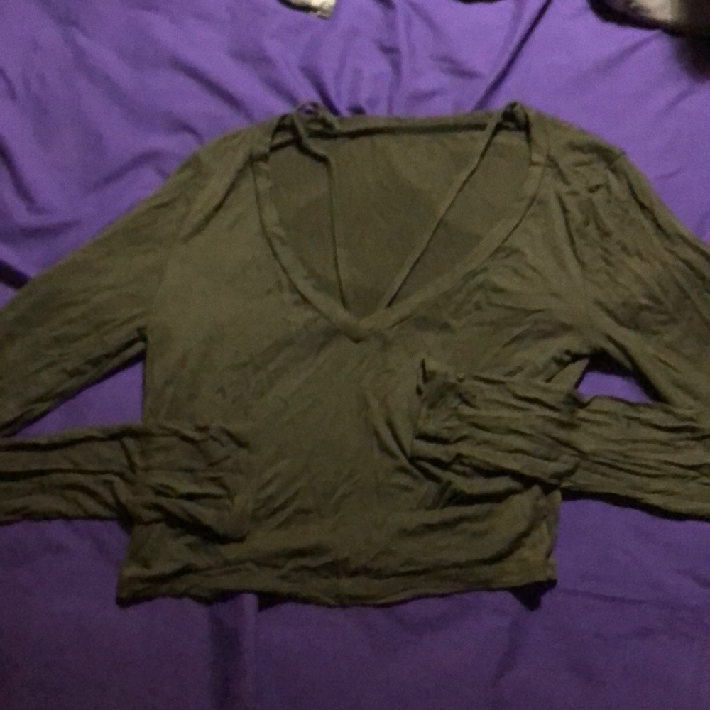 Olive green long sleeve crop top